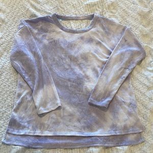 Purple Tie Dye 3/4 Sleeve Open Back Shirt